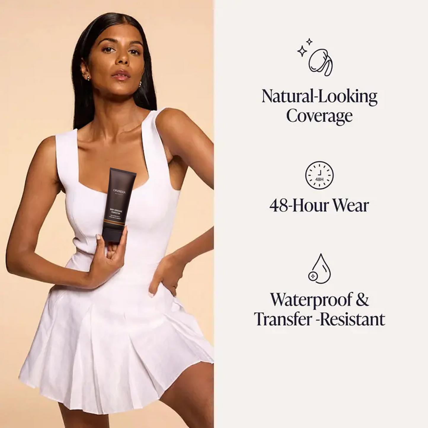 Waterproof Body Coverage Makeup for Legs & Skin – Lightweight Full Coverage Concealer for Tattoos, Veins, Scars & Uneven Tone, Sweat-Resistant Natural Finish Body Foundation Cream