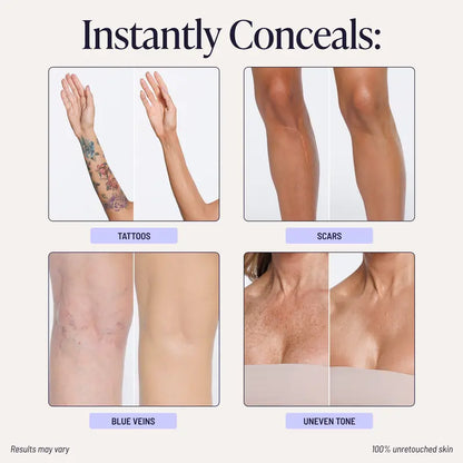 Waterproof Body Coverage Makeup for Legs & Skin – Lightweight Full Coverage Concealer for Tattoos, Veins, Scars & Uneven Tone, Sweat-Resistant Natural Finish Body Foundation Cream